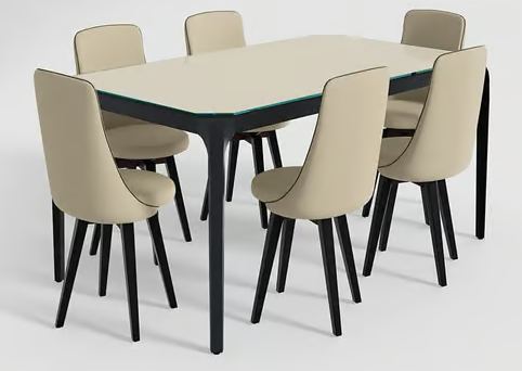 Godrej Interio Opulent 6 Seater Dining table with Dining Chairs – Godrej Interio dining at Mohan Brothers