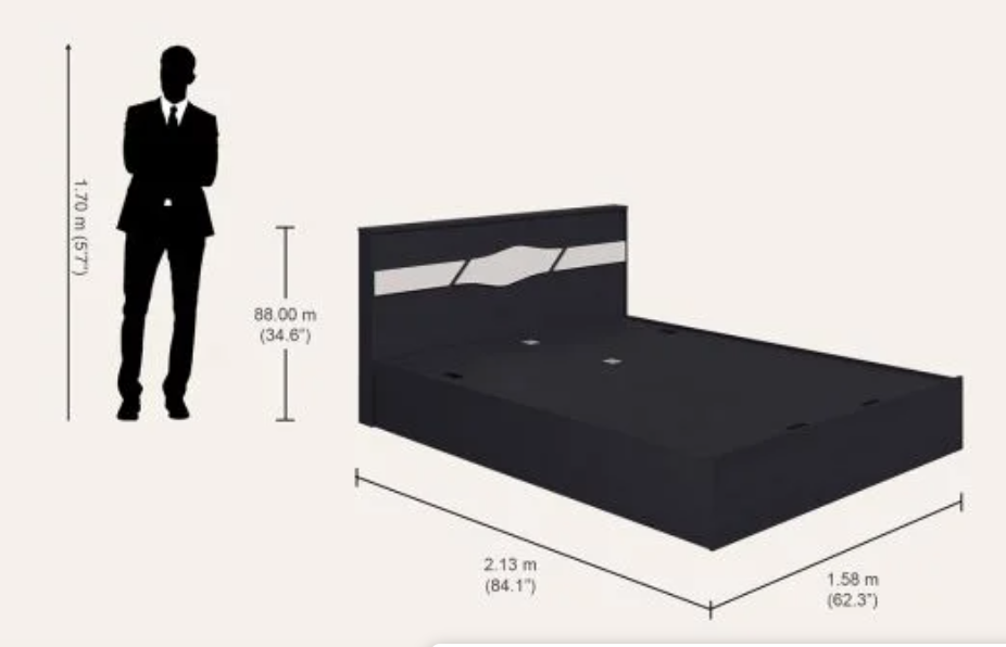 Arcadia Queen Size Engineered Wood Bed with Half Hydraulic Storage – Godrej Interio Furniture – View 5