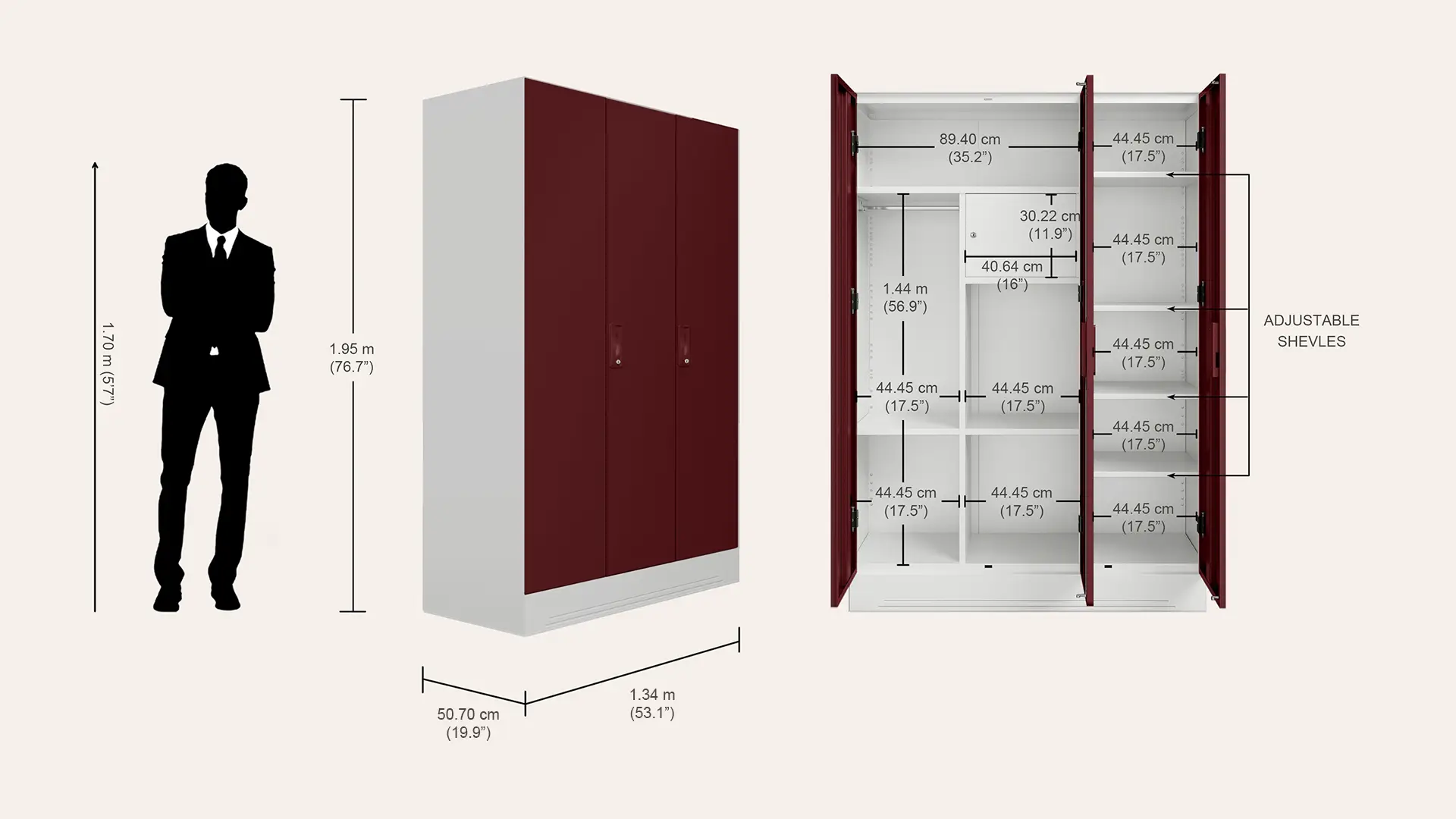 Godrej Slimline 3 Door with locker Russet – Godrej Interio Furniture – View 4