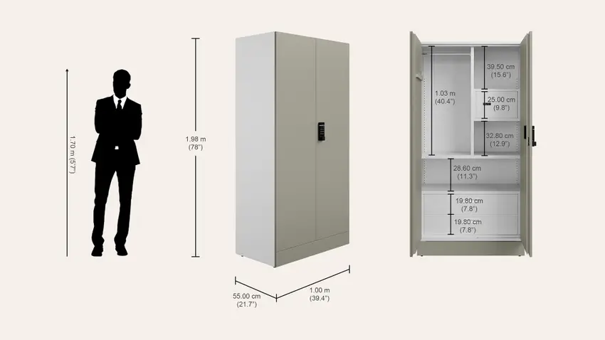 Godrej Auraline Enov 2 Door Steel Wardrobe with Digital Bio-Metric Lock – Godrej Interio Furniture – View 7