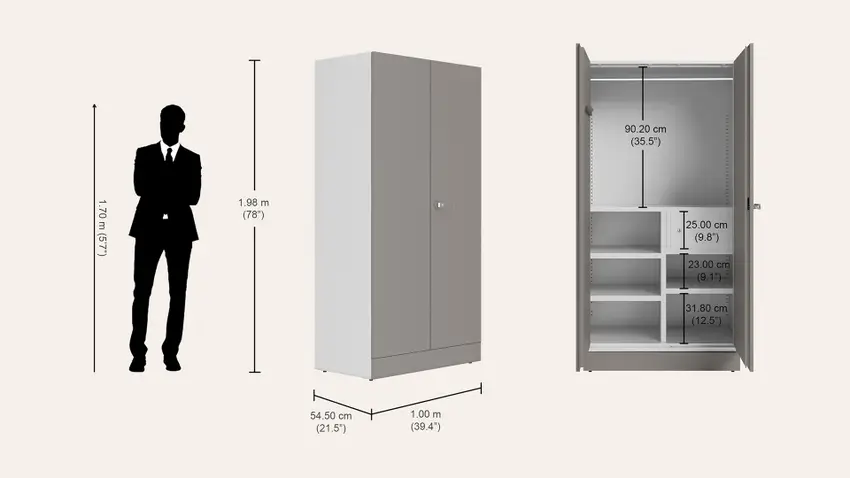Godrej Auraline Ele 2 Door Wardrobe Matt Rocky Grey – Godrej Interio Furniture – View 4